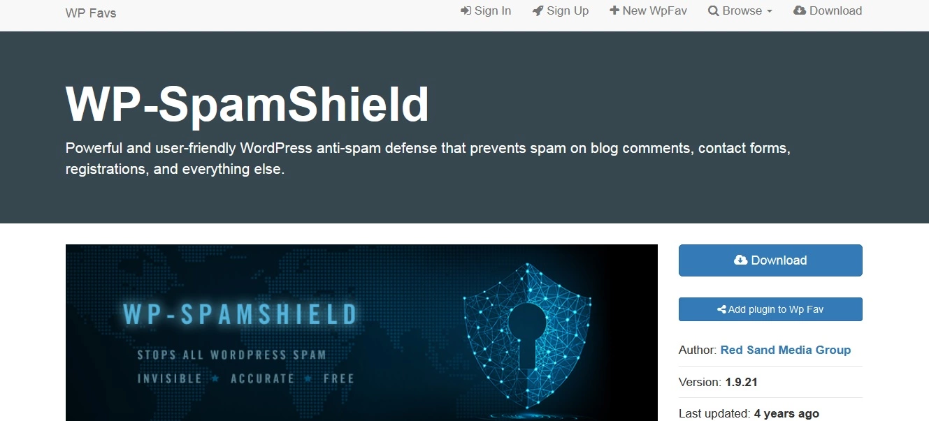 WP-Spam-shieldウェブサイト