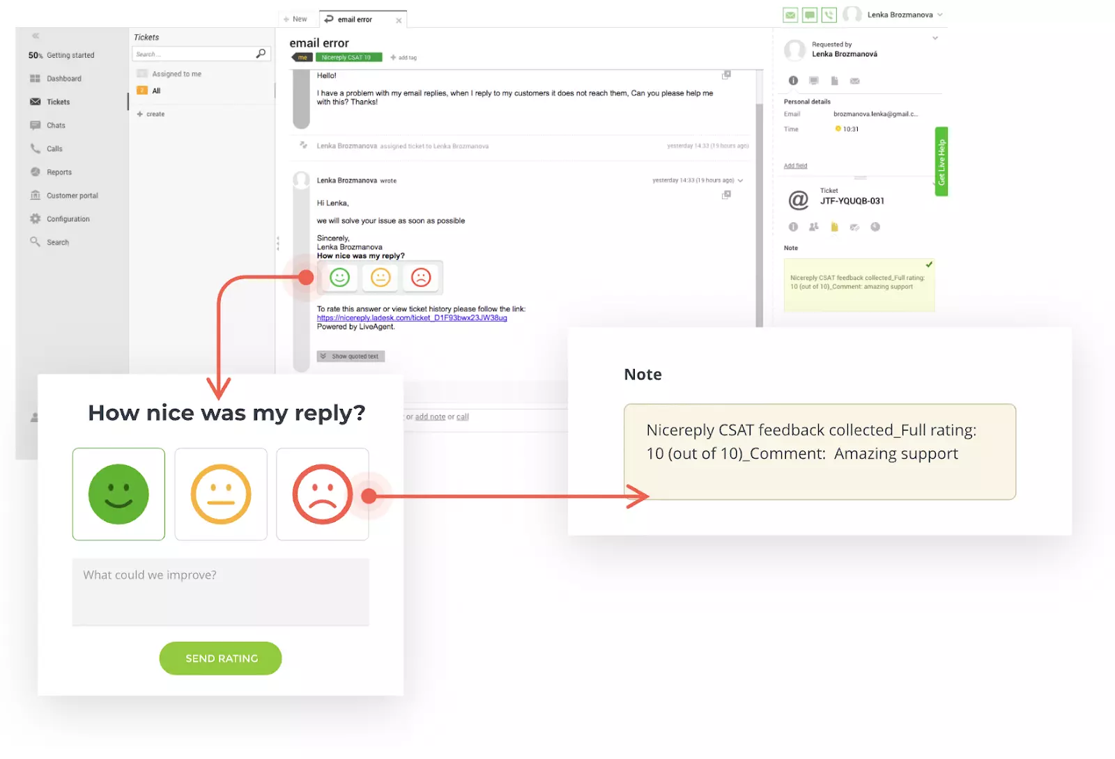 エージェントビューからのチャットアンケート