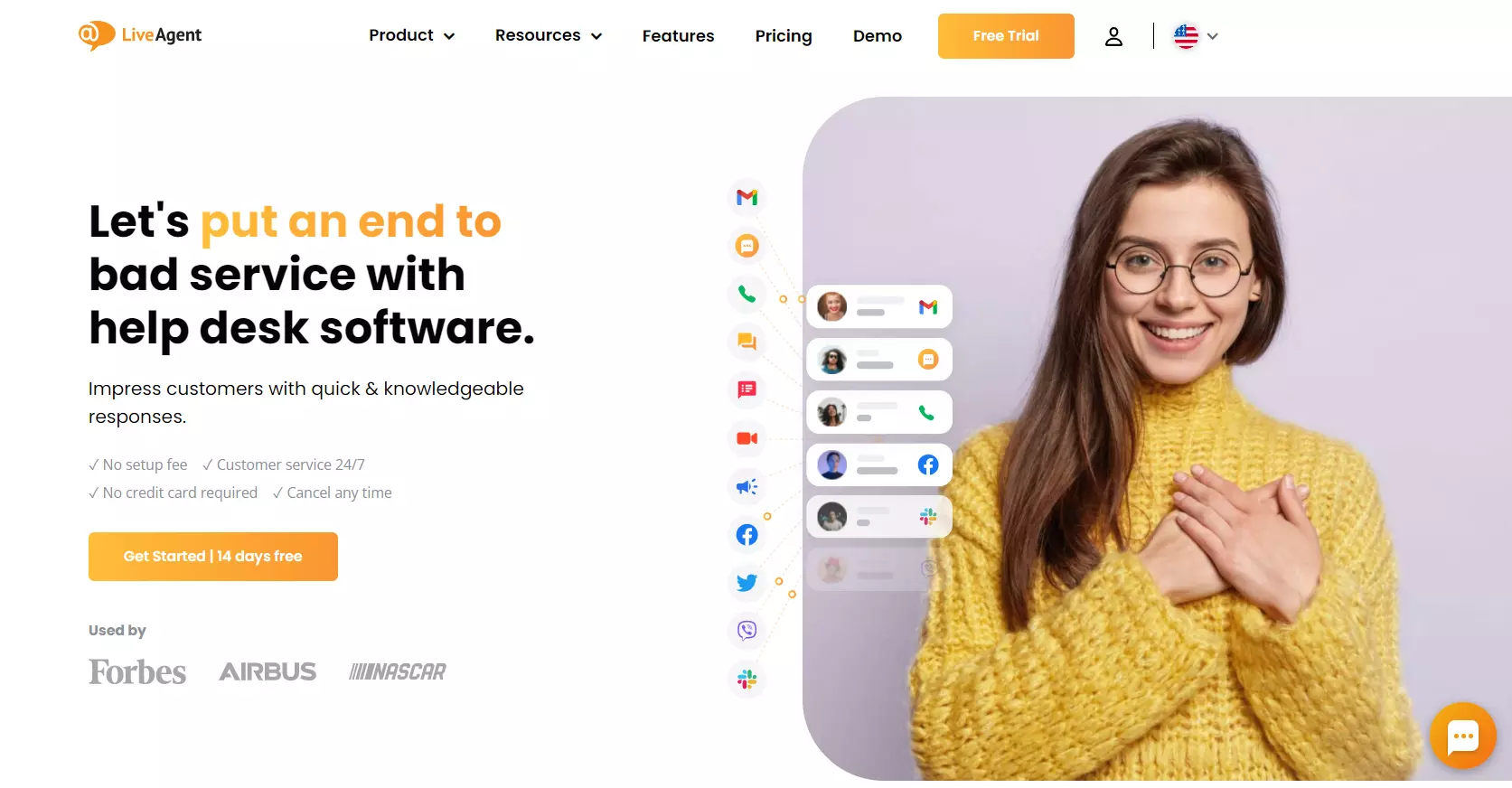 LiveAgentヘルプデスクページ