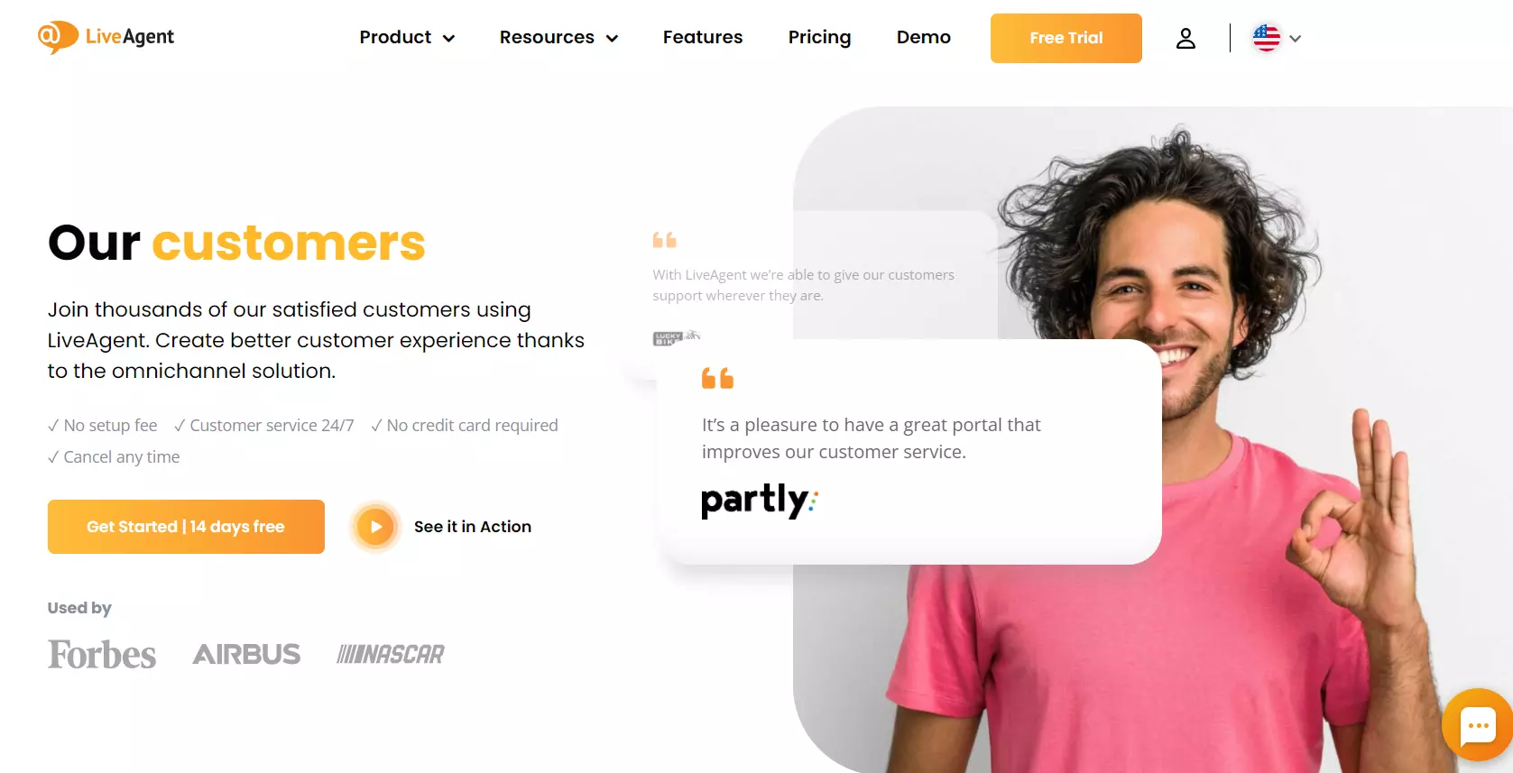 LiveAgentの顧客ページ