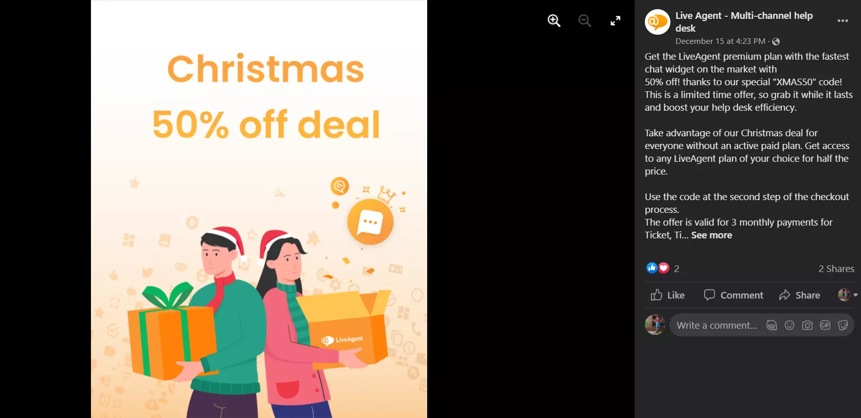 LiveAgent Facebookクリスマスプロモ