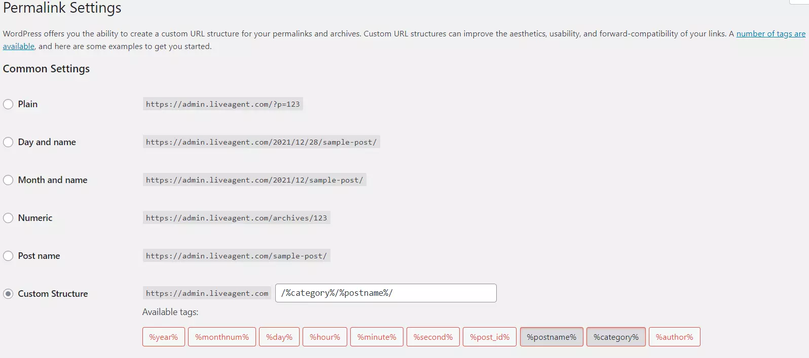 パーマリンク設定の例