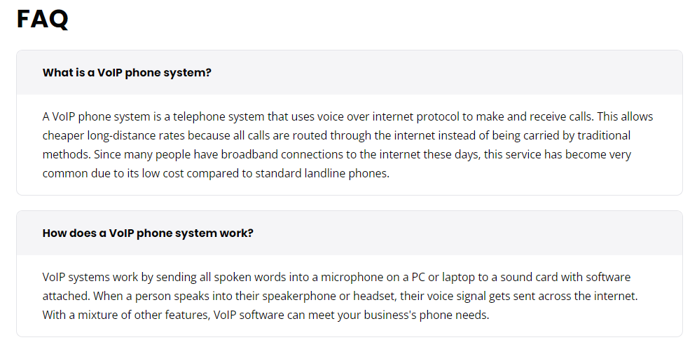 FAQ セクションの例