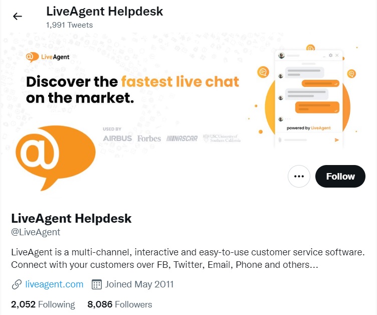 LiveAgent の Twitter ホームページ