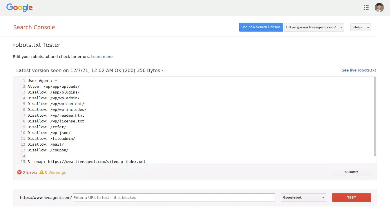 robots.txt テスター ツール