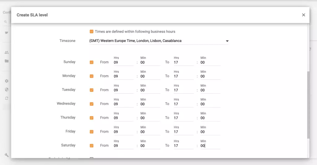 LiveAgentで営業時間を設定