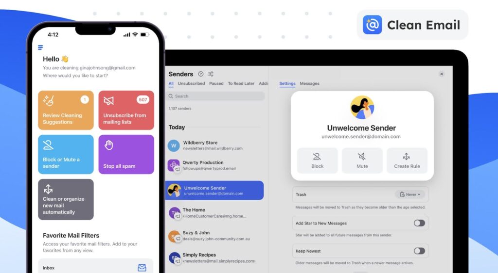 Clean Emailのホームページ