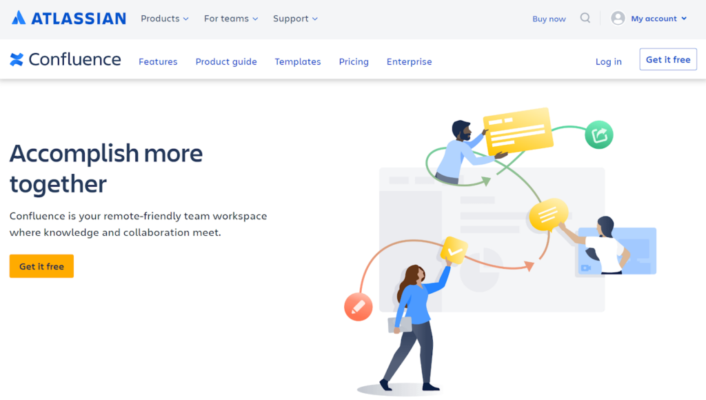 スリークなConfluenceソフトウェアホームスクリーンイメージ