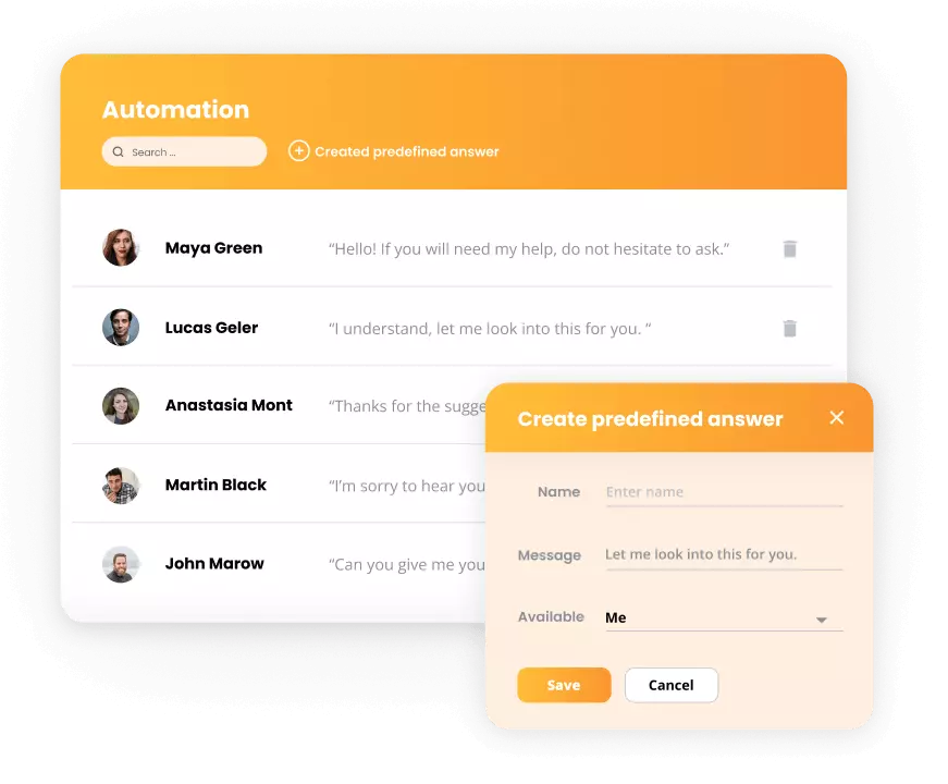 LiveAgentの自動化 - 定義済み回答