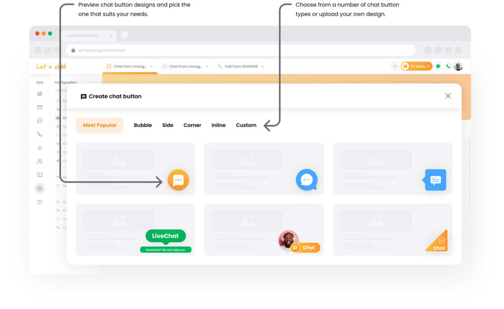 LiveAgentのチャットボックスオプション
