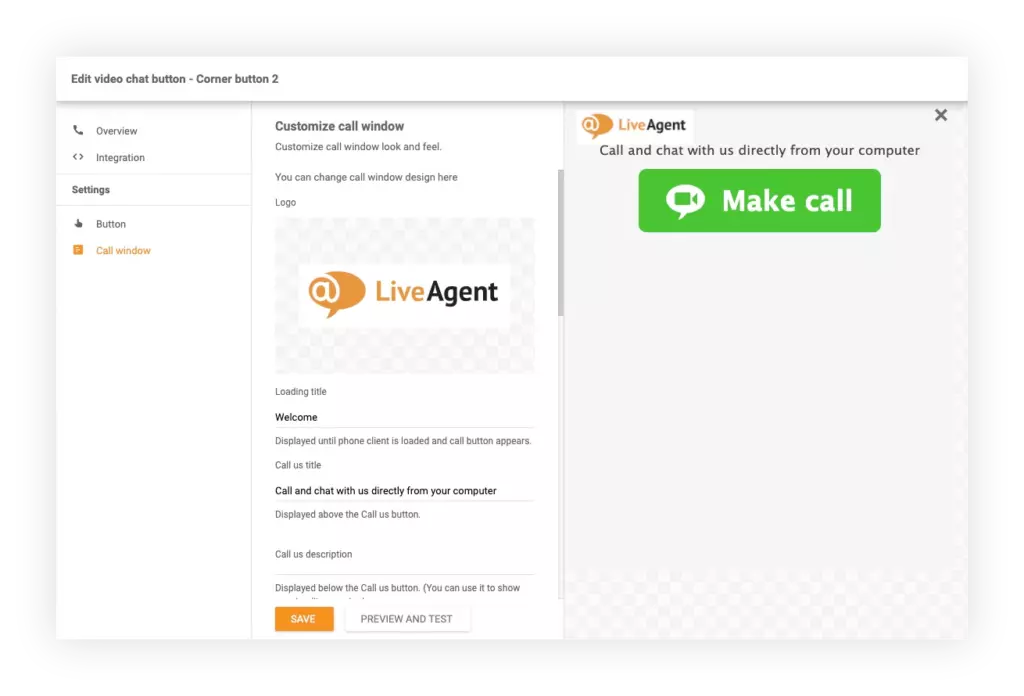LiveAgentのビデオチャットボタン設定
