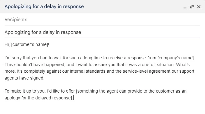 Apologize for delay in response