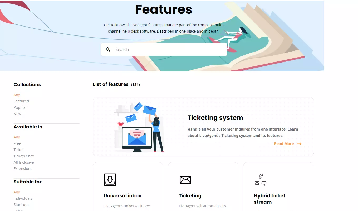 LiveAgentフィーチャーページ