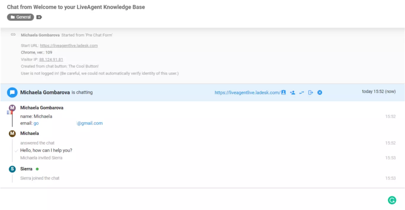 LiveAgent エージェントがチャットに参加しました