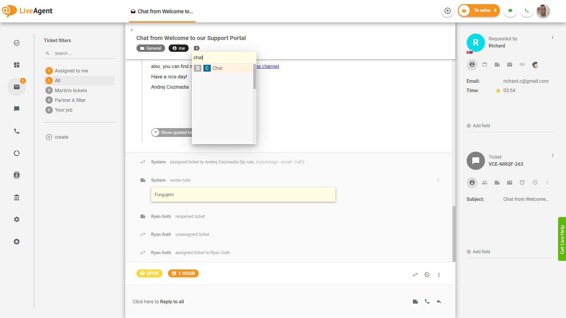 LiveAgentのチケットにタグを追加する