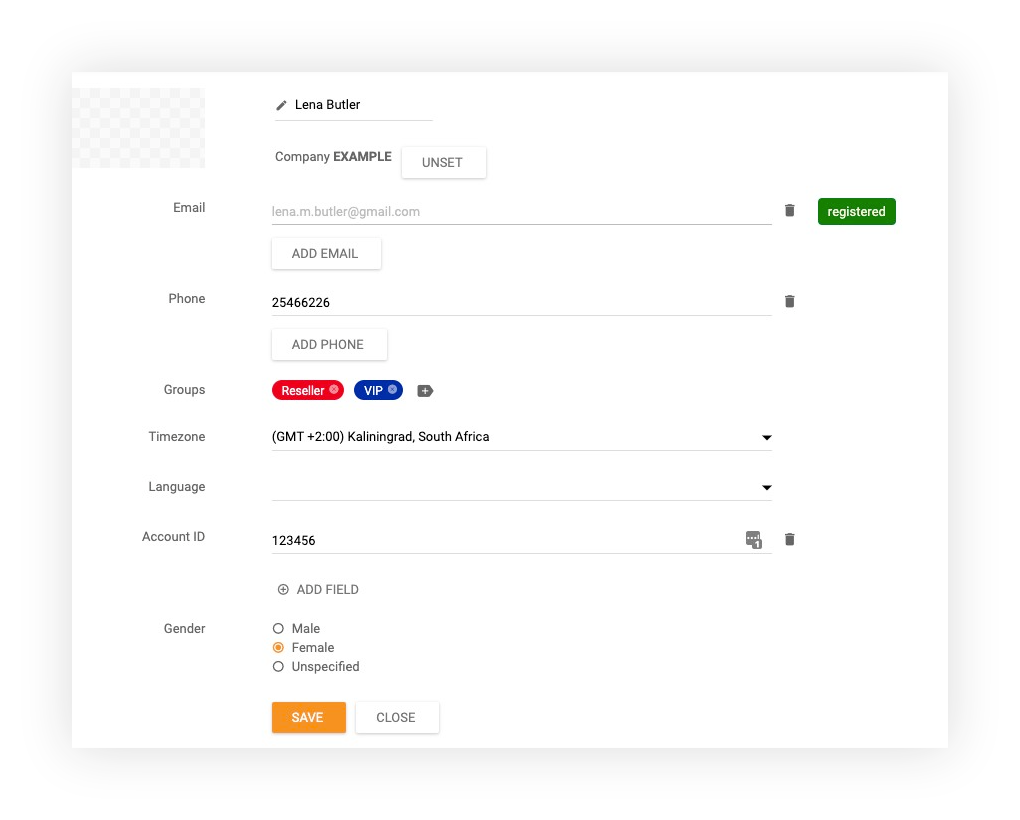 LiveAgentで連絡先を追加