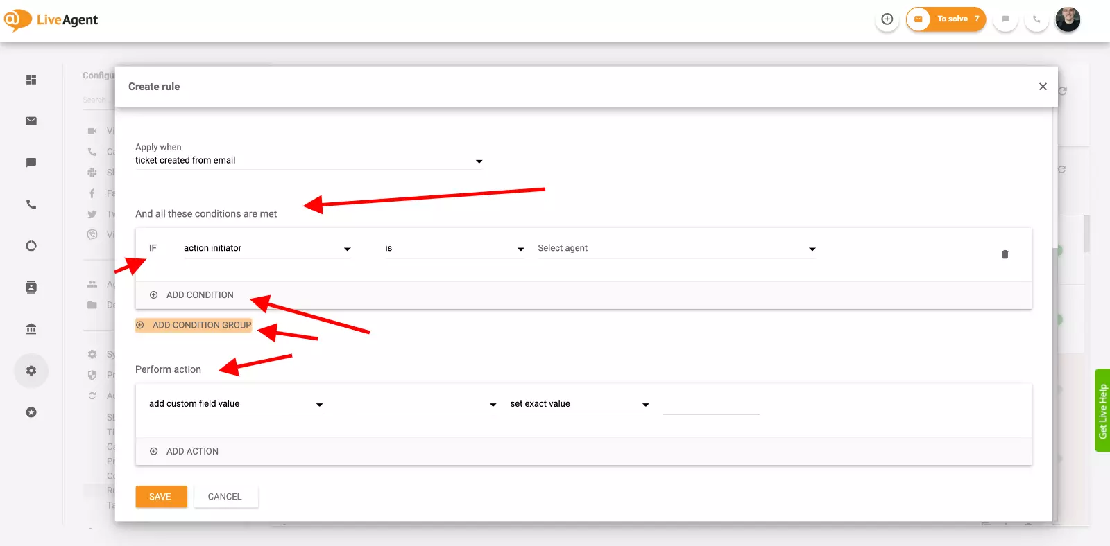 LiveAgentのオートメーションセットアップ