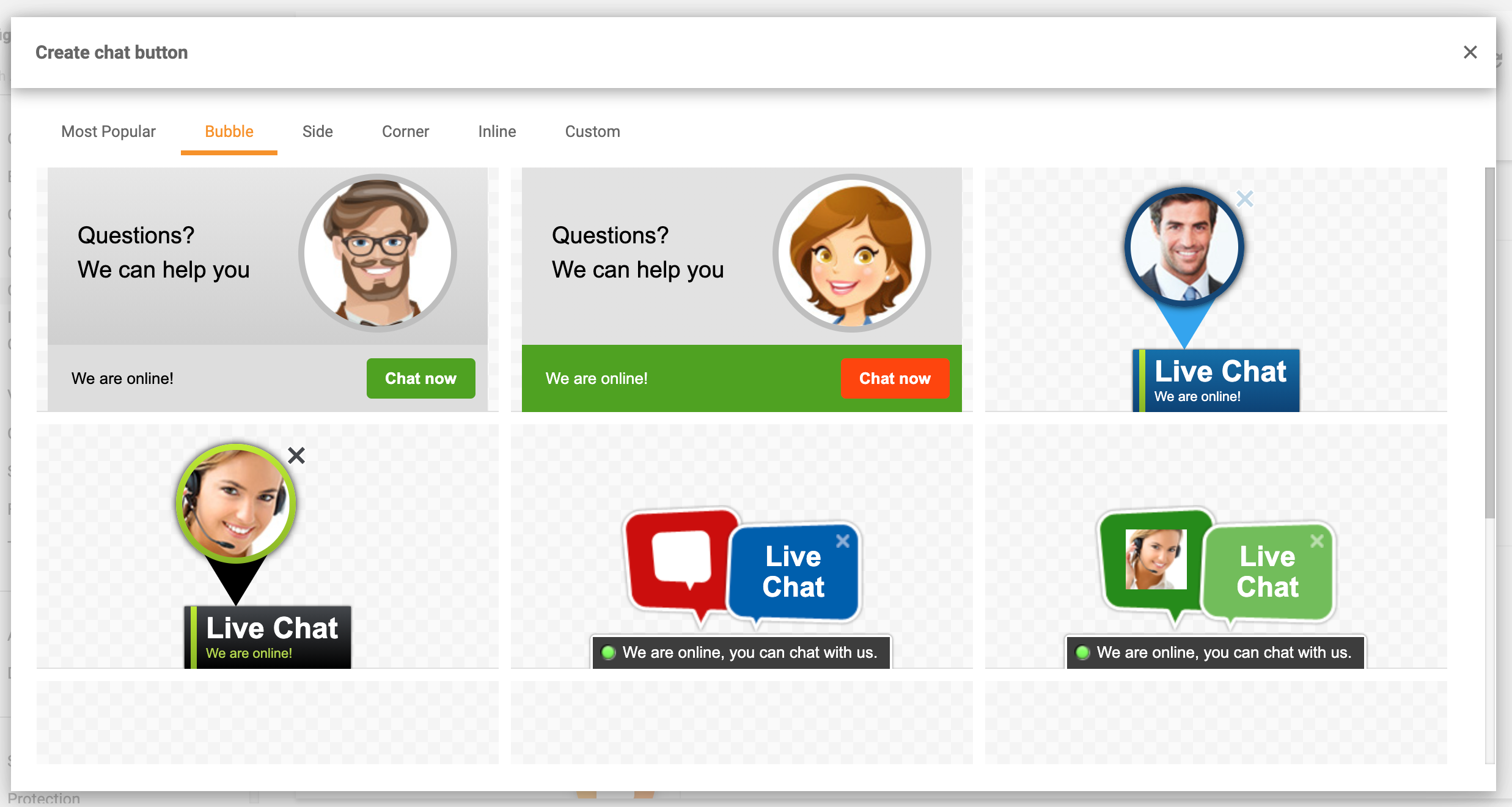バブルチャットボタン