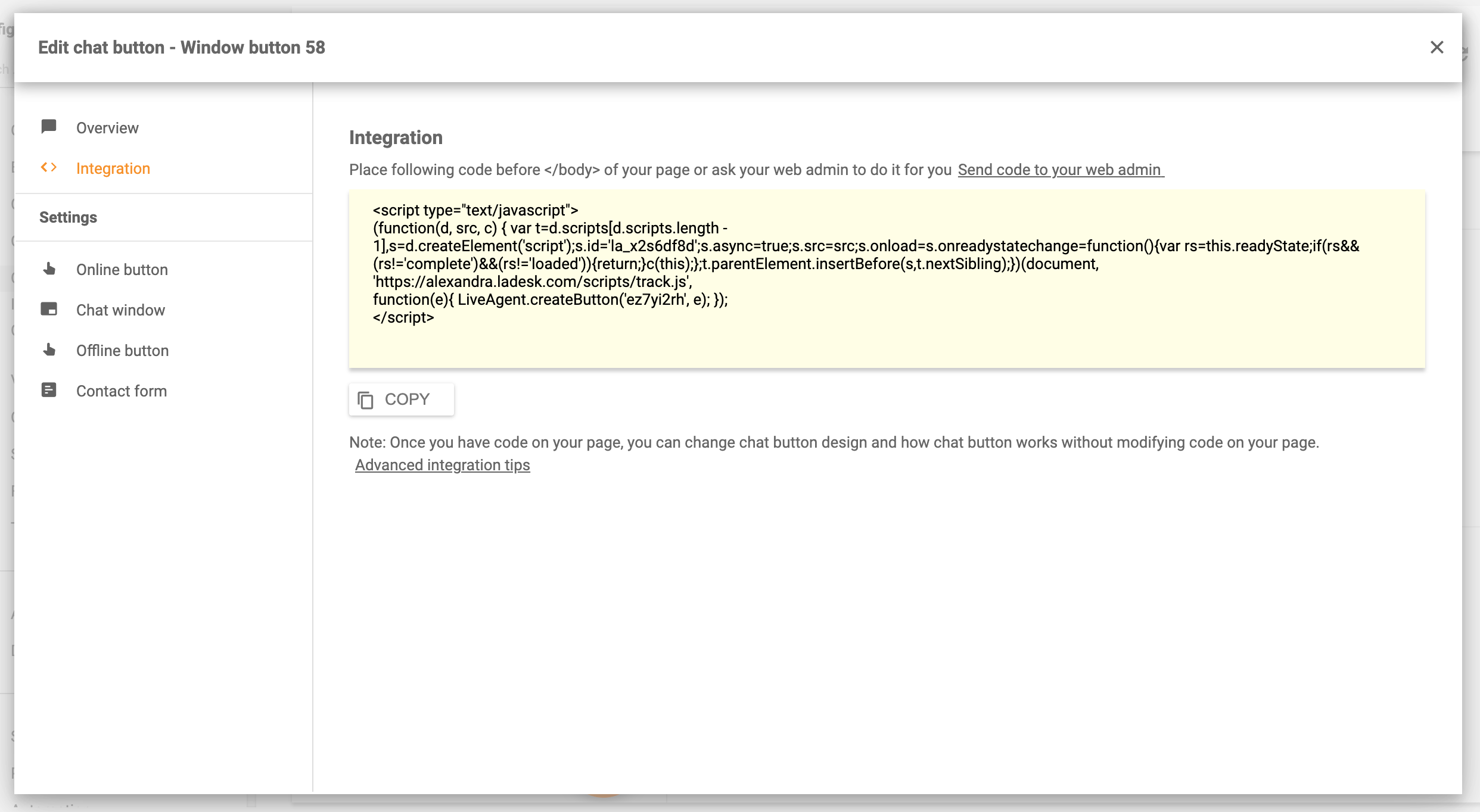 チャットをウェブサイトに埋め込む - LiveAgent