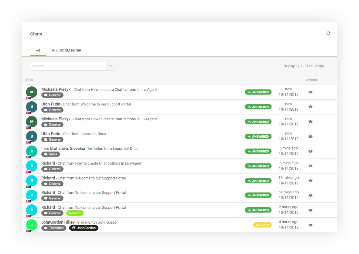 LiveAgentのチャット履歴機能