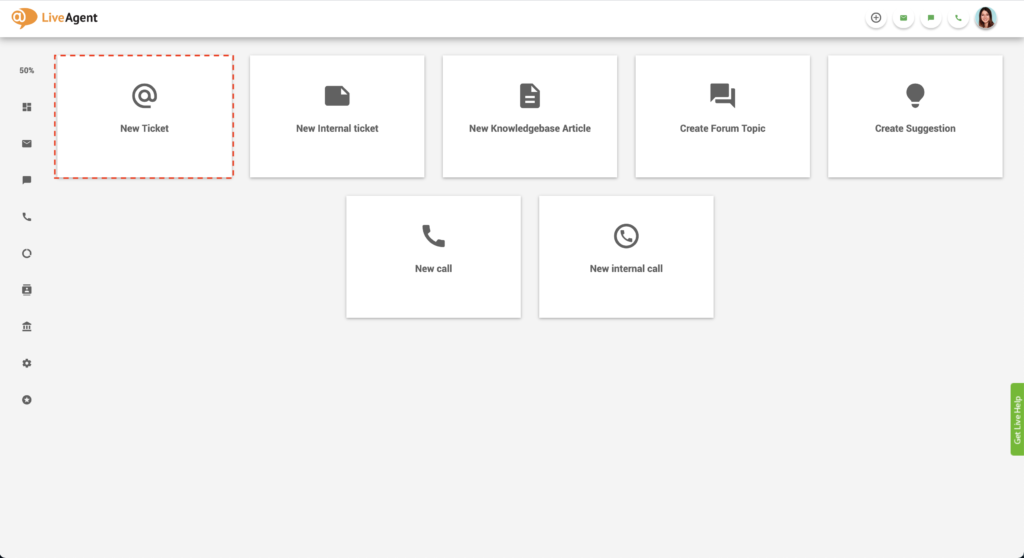 LiveAgentで新規チケットを作成