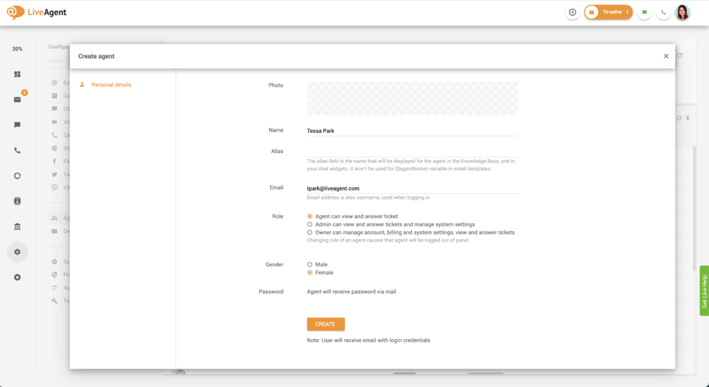 エージェント作成フォーム