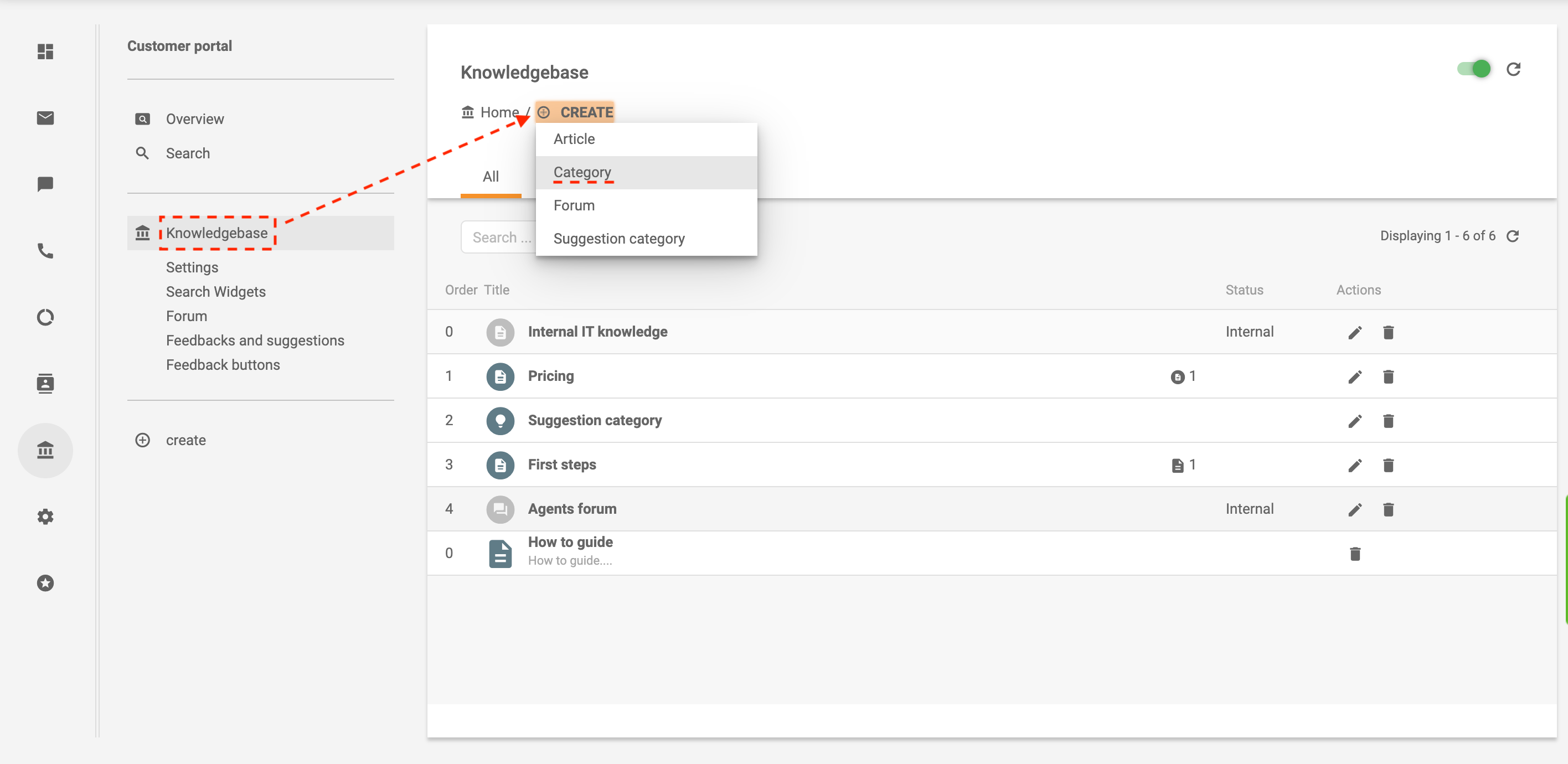 LiveAgentでカテゴリを作成
