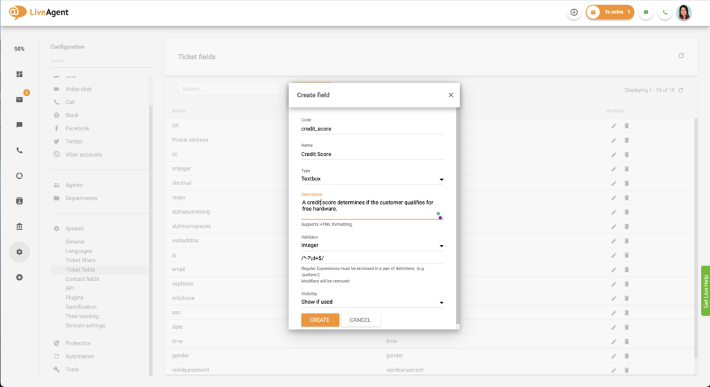 チケットフィールドの作成