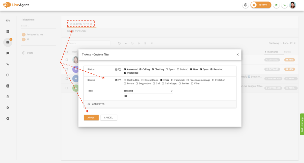 カスタムフィルターオプション