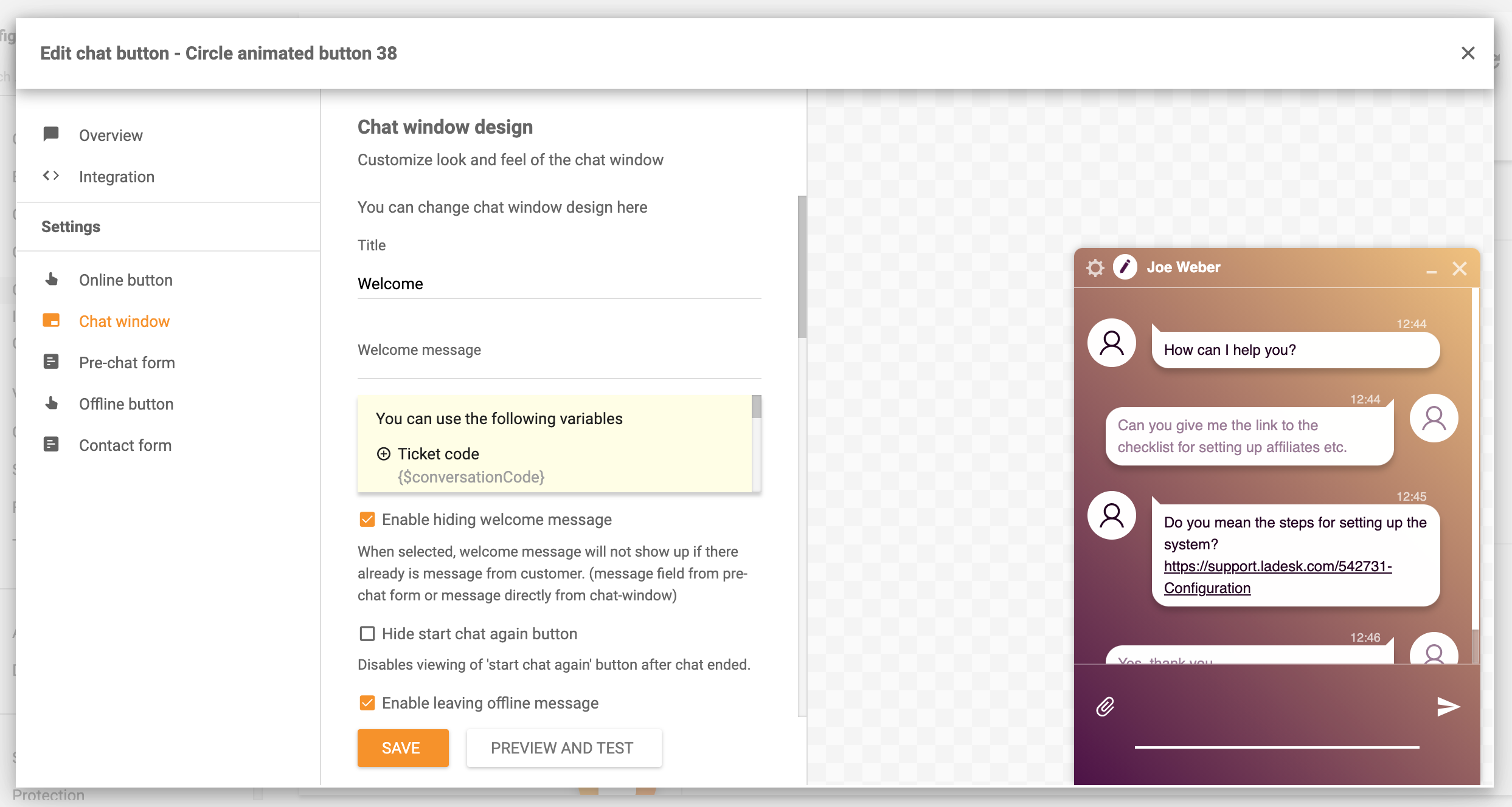 LiveAgentでライブチャットをデザイン