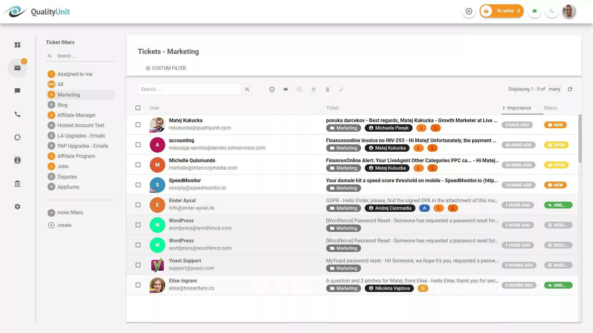 LiveAgentチケットダッシュボード