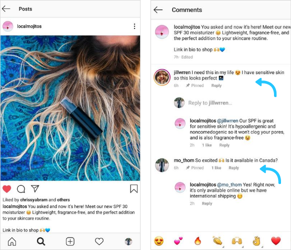 Instagramピン留めコメント