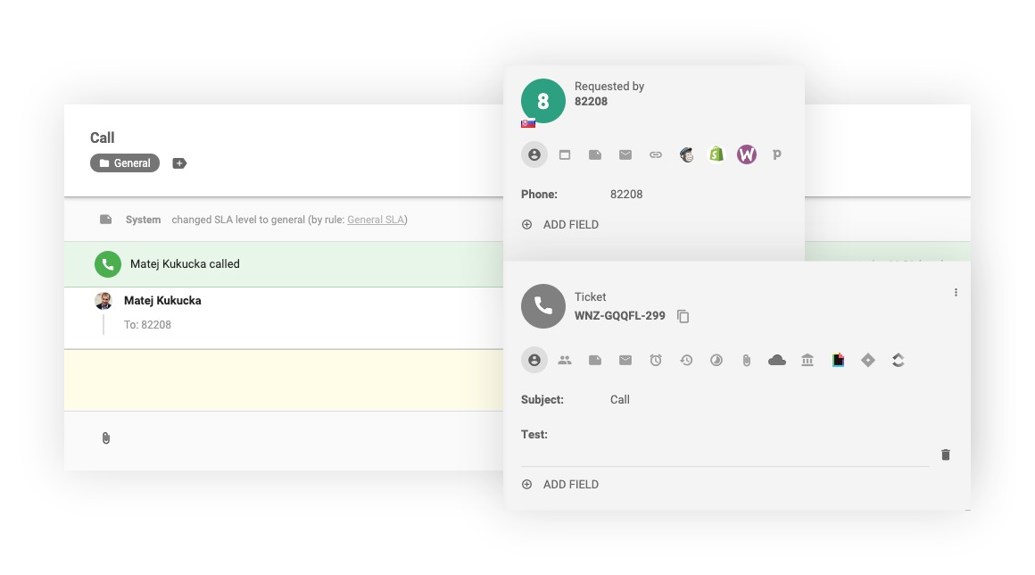 LiveAgentでの内部通話インターフェース
