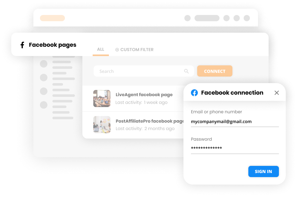 ヘルプデスクソフトウェアとFacebookを接続 - LiveAgent