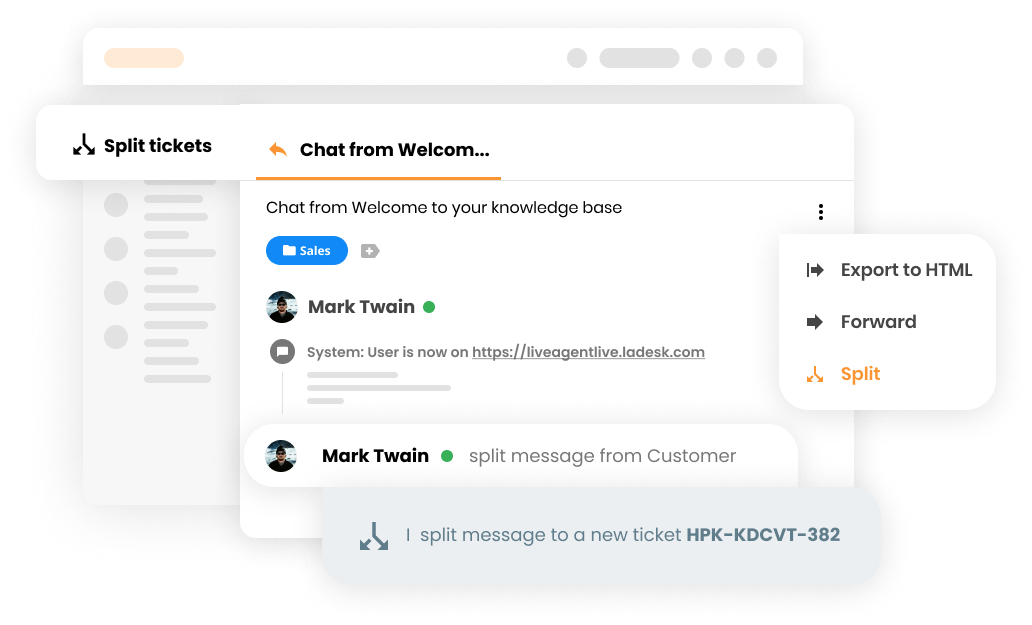 チケット分割機能のモックアップ