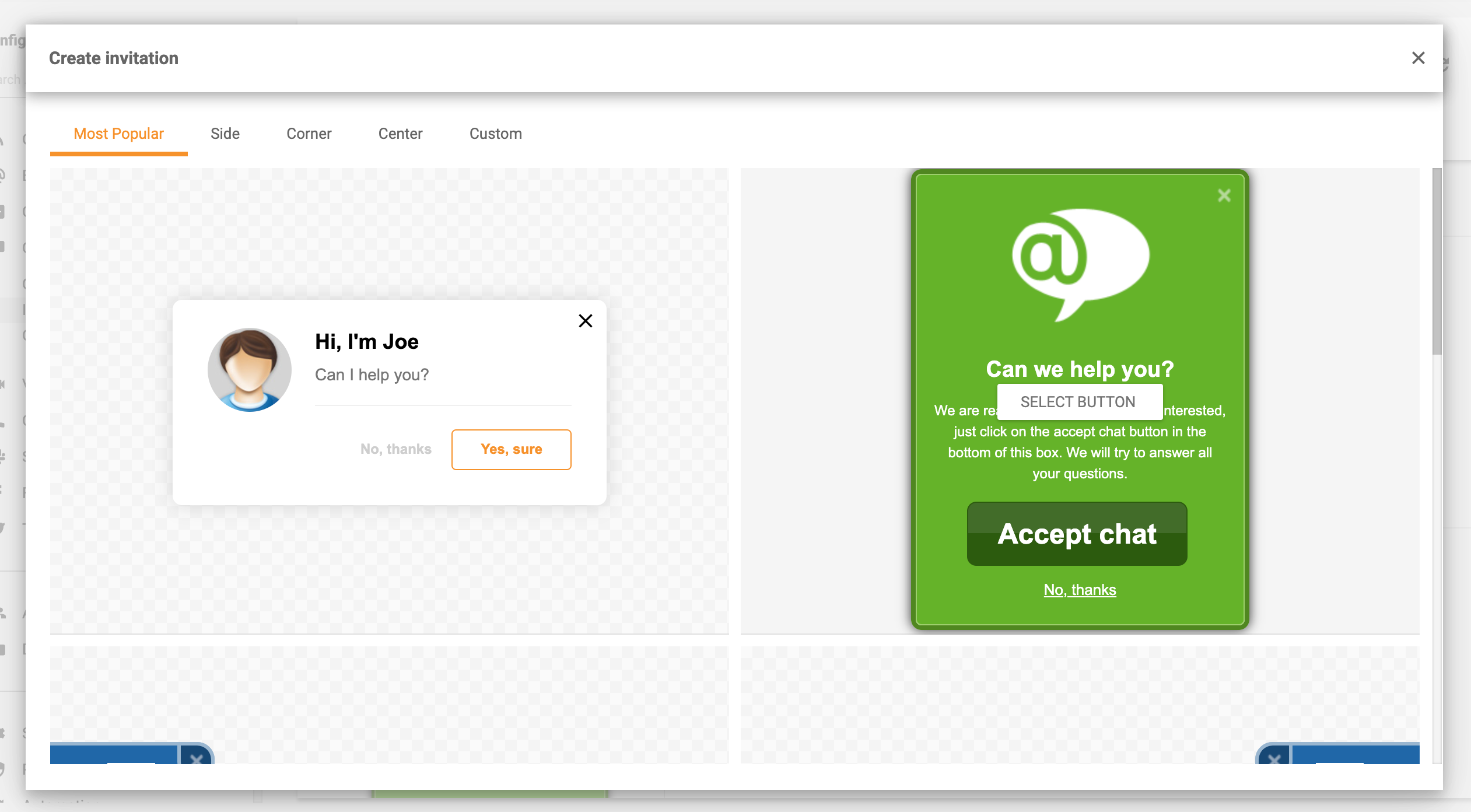 LiveAgentのプロアクティブチャット招待機能