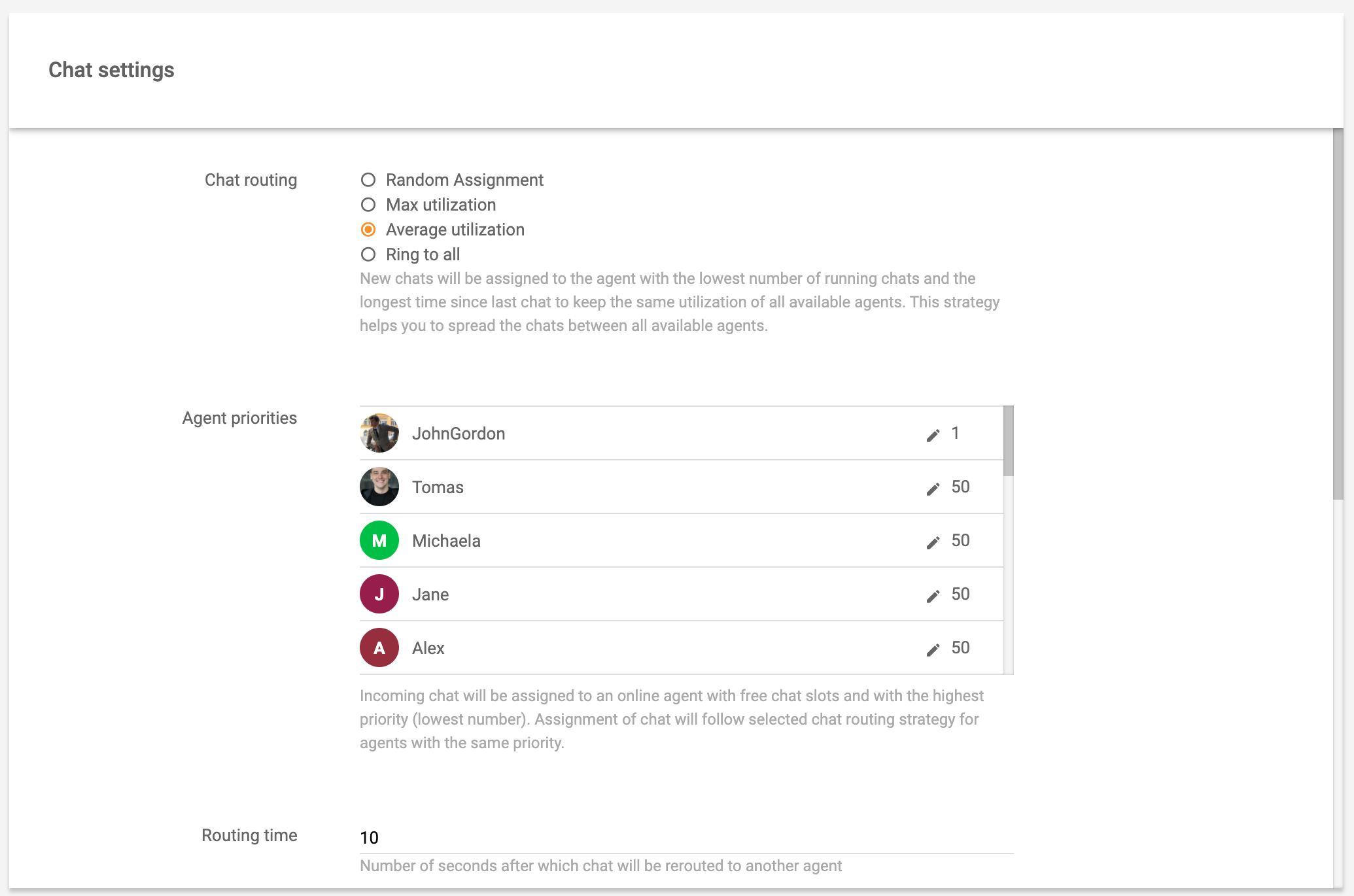 ライブチャット設定ルーティングLiveAgent