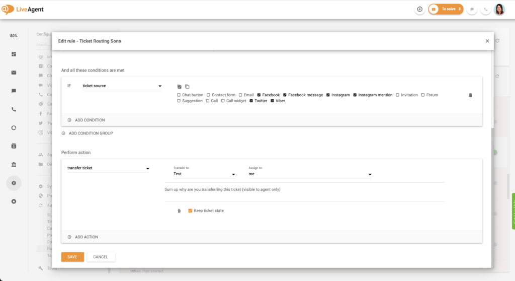 チケットルーティングルールの設定 - パート2