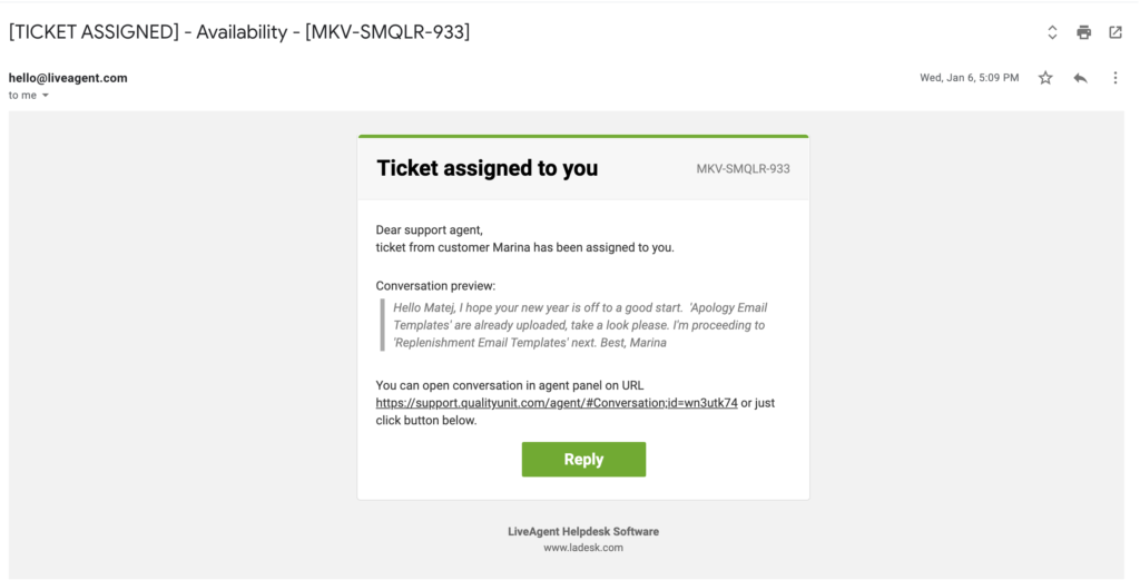 責任メール通知