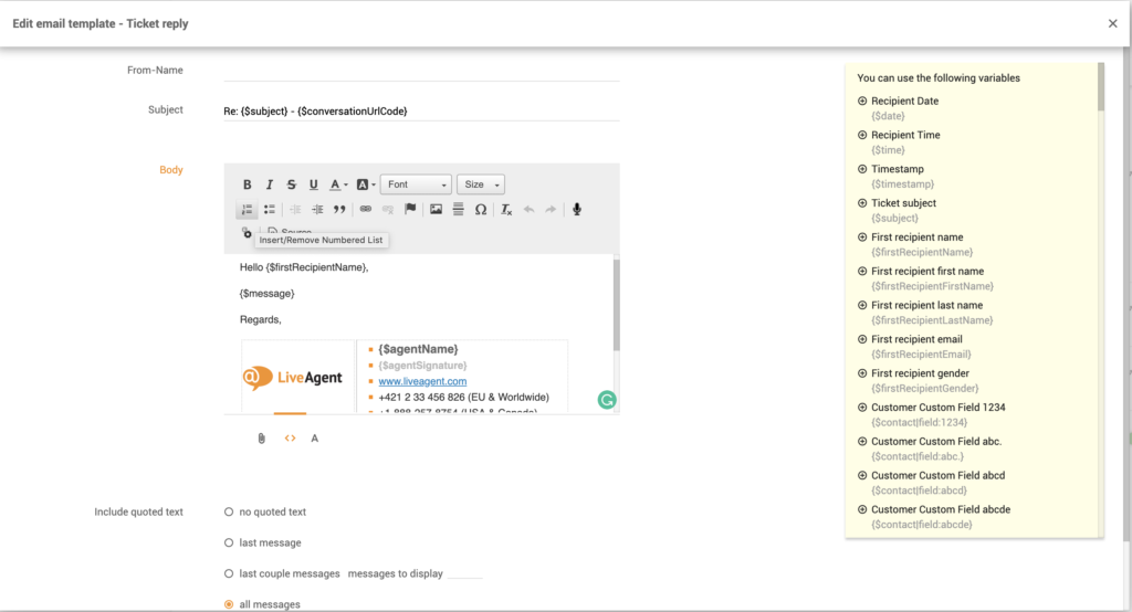 メールテンプレートのカスタマイズ