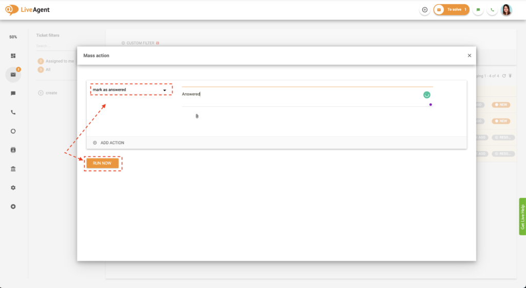 リストから一括操作を選択
