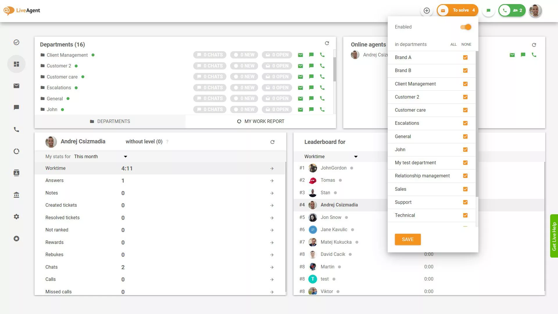 To solve tickets department selection