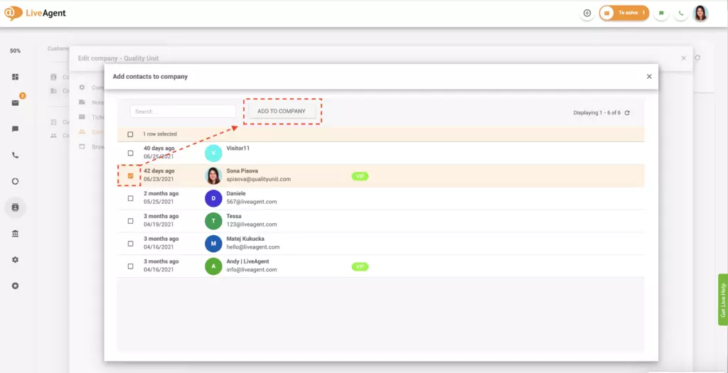 企業に連絡先を追加
