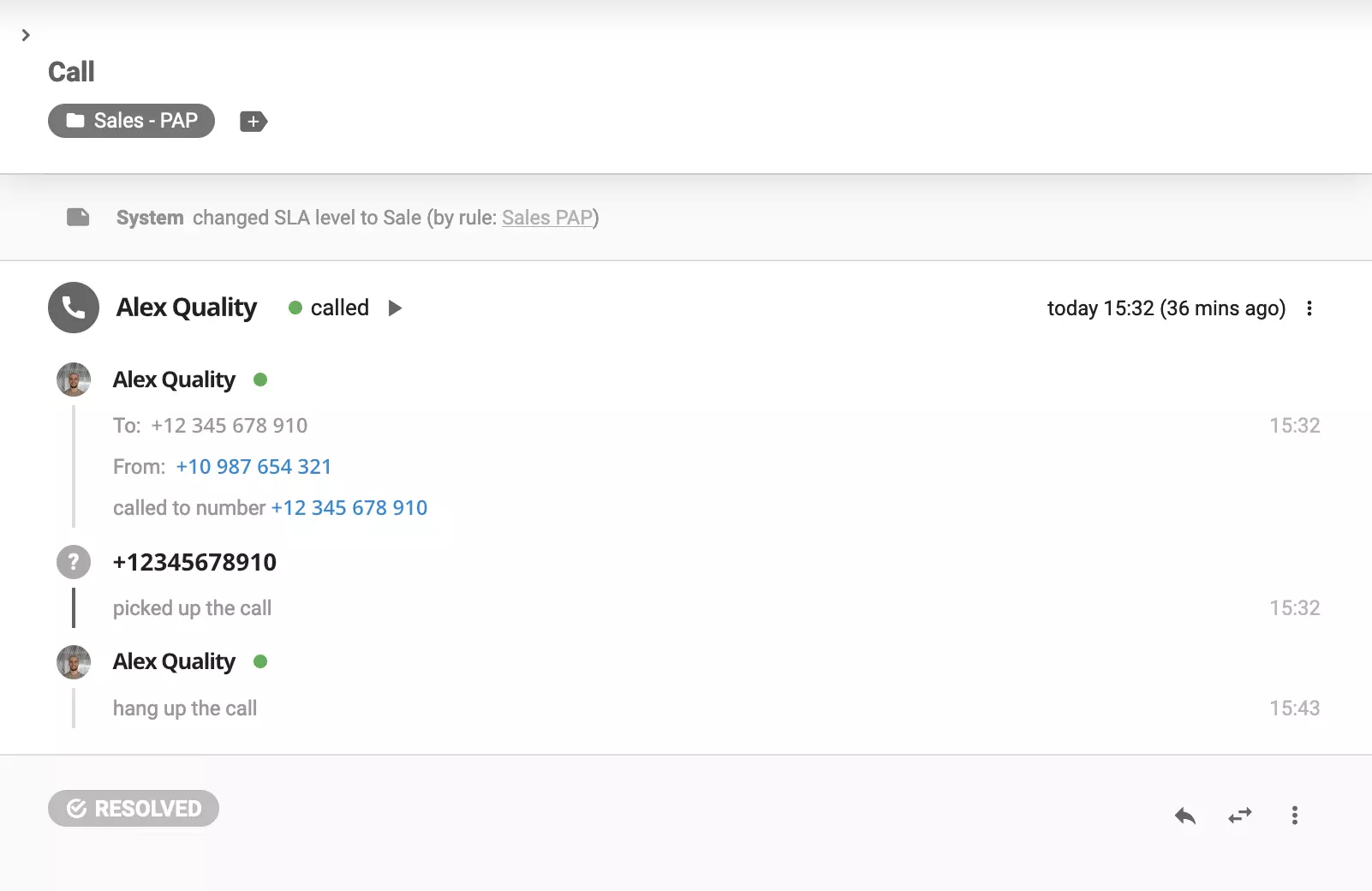 LiveAgentの通話詳細記録