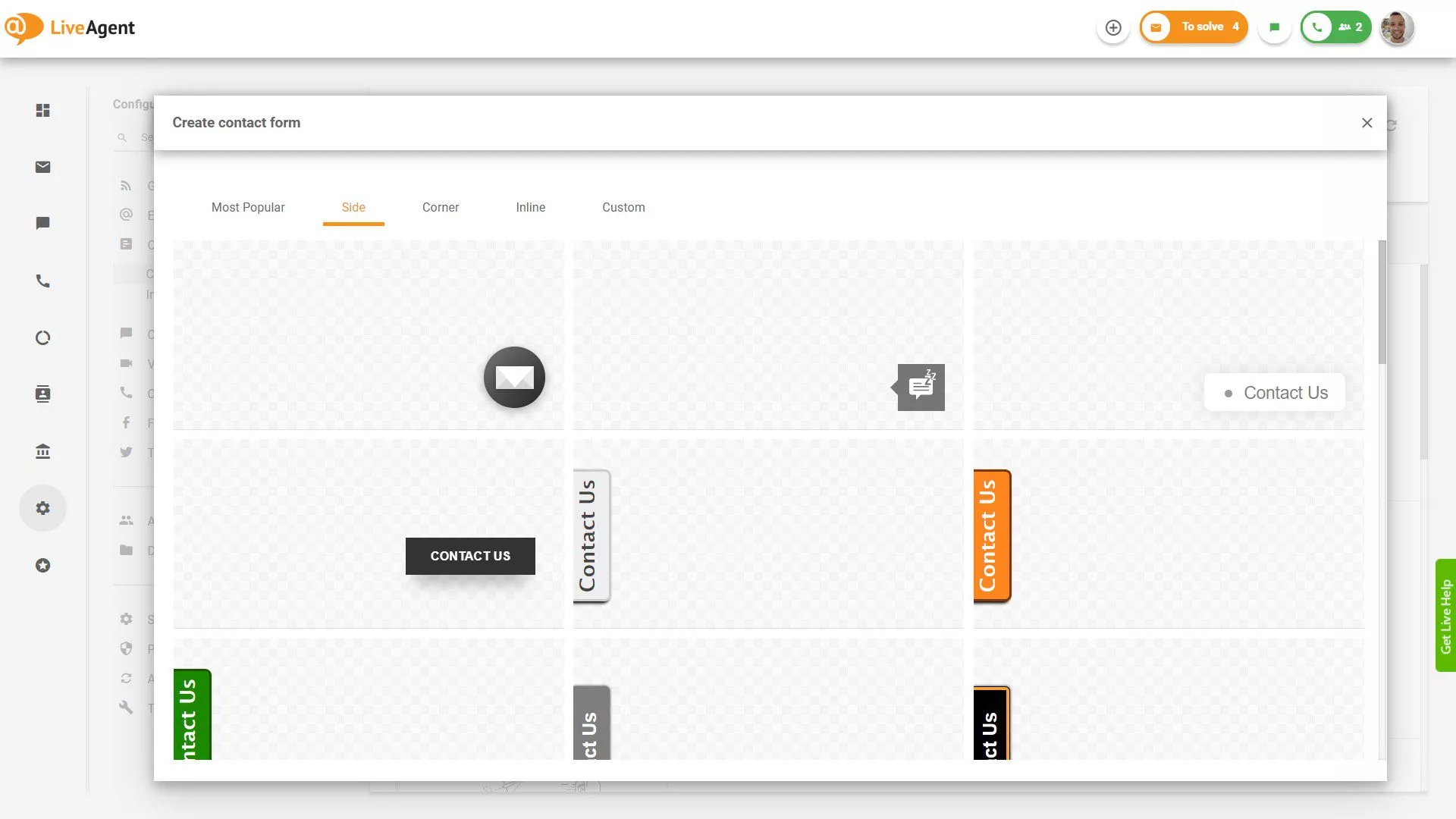 Side Contact form buttons