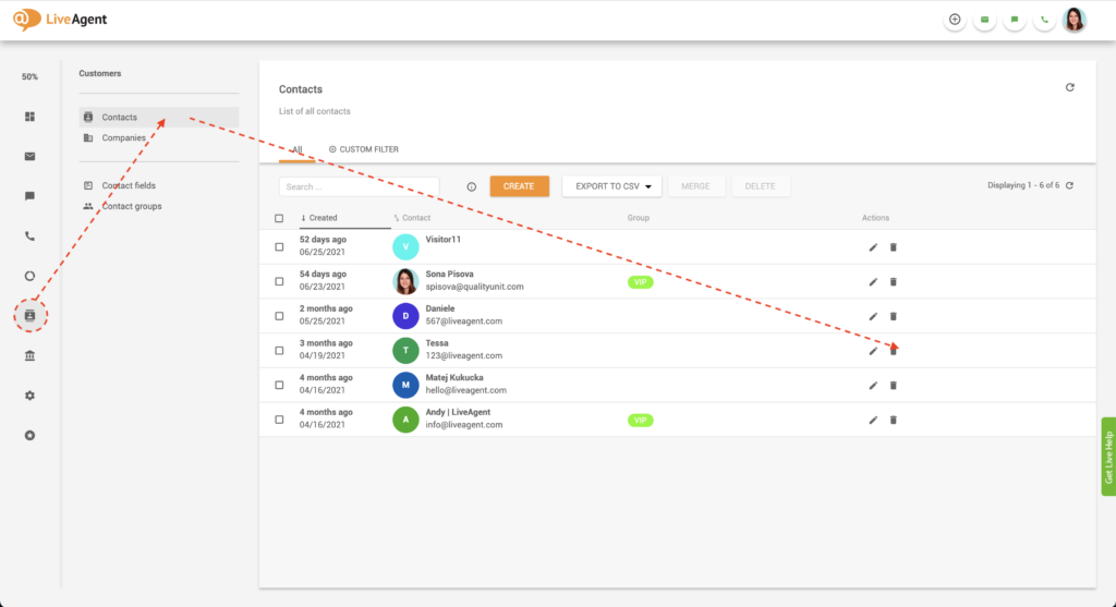 LiveAgentで連絡先ノートを編集