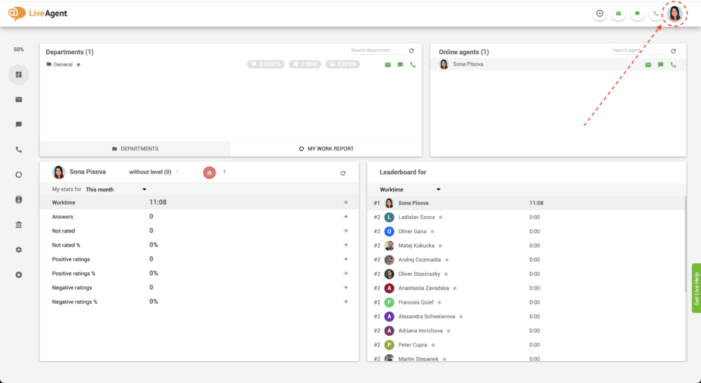 LiveAgent - 一時停止ボタンを見つける