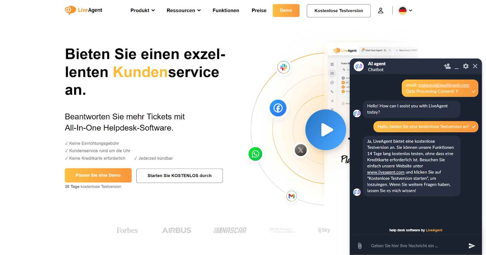 多言語サポート付きLiveAgent チャットボット