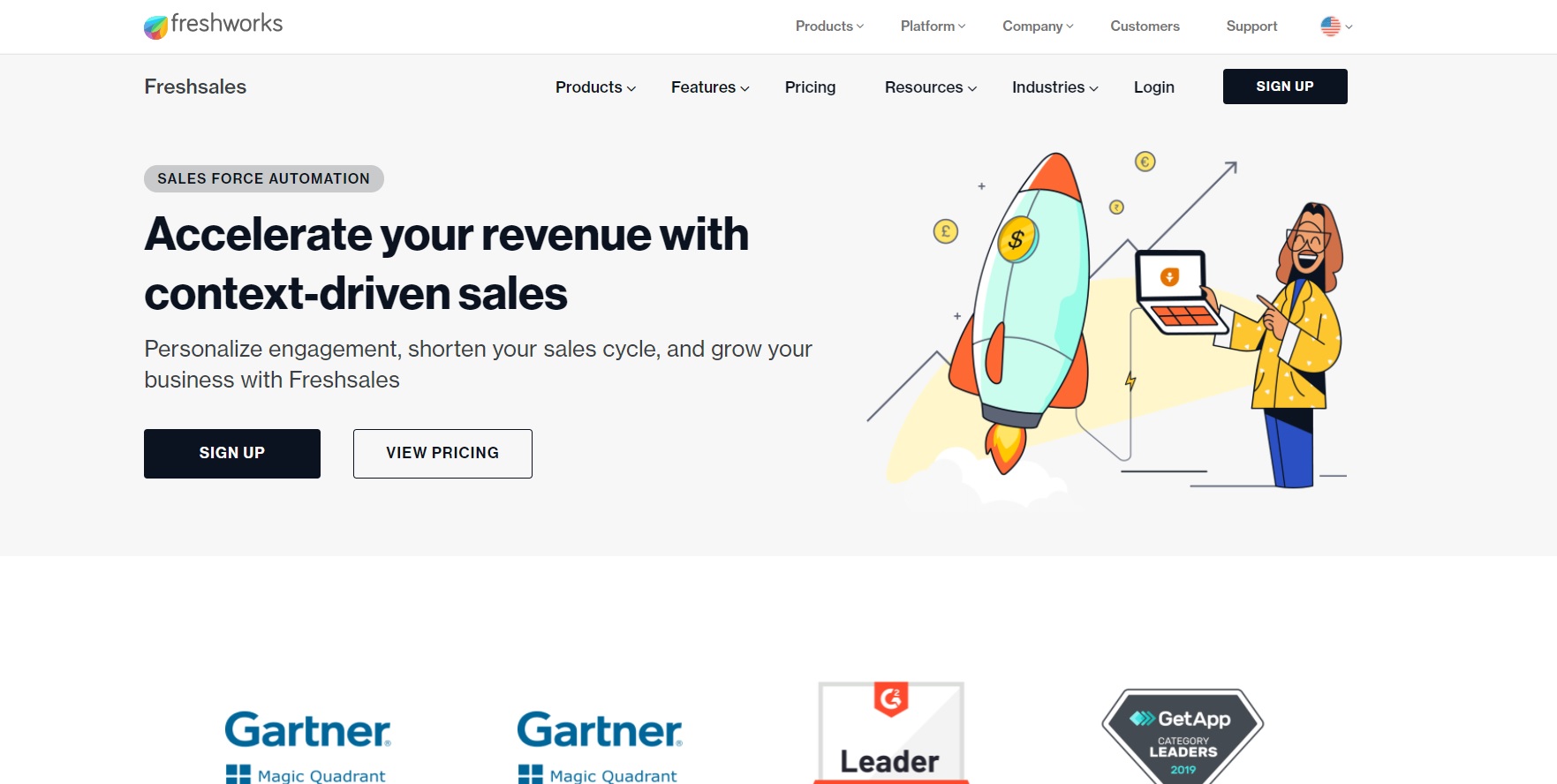 Freshworks Freshsalesホームページ