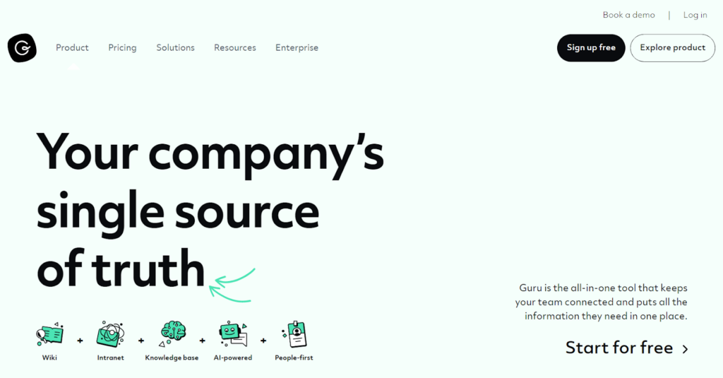 Guruの目を引くナレッジベース画面